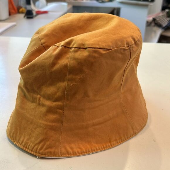 Michiko London natural off white and orange reversible, bucket hat - Picture 2 of 7